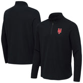 New York Mets Antigua Sync Tri-Blend Quarter-Zip Pullover - Heather Black Pullover