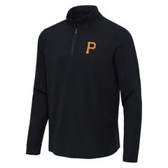 Pittsburgh Pirates Antigua Sync Tri-Blend Quarter-Zip Pullover - Heather Black Pullover