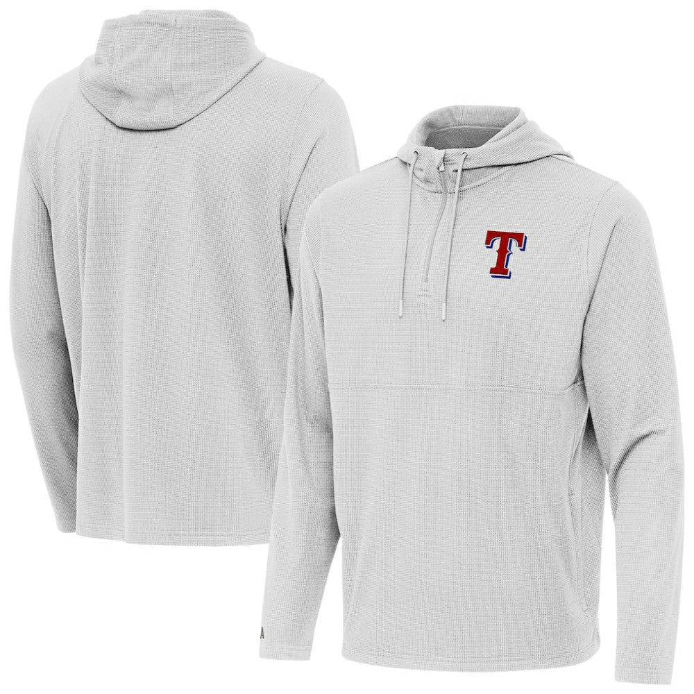 Texas Rangers Antigua Connected Quarter-Zip Pullover Hoodie - Gray Hoodies