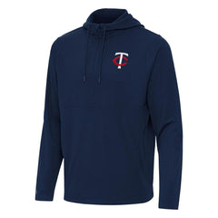 Minnesota Twins Antigua Connected Quarter-Zip Pullover Hoodie - Navy Hoodies