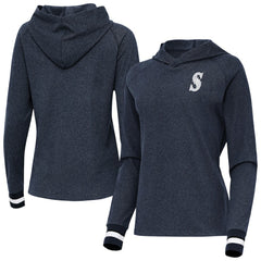 Seattle Mariners Antigua Women's Trek Pullover Hoodie - Heather Navy Hoodies