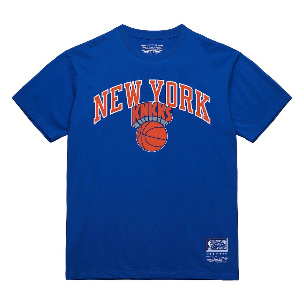 New York Knicks Hardwood Classics Vintage Logo T-Shirt Blue - Mitchell & Ness