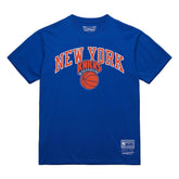 New York Knicks Hardwood Classics Vintage Logo T-Shirt Blue - Mitchell & Ness