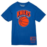 New York Knicks Hardwood Classics Vintage Logo T-Shirt Blue - Mitchell & Ness