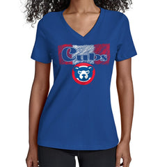 Chicago Cubs Starter Women's Team Color Shading V-Neck T-Shirt - Royal T-shirts