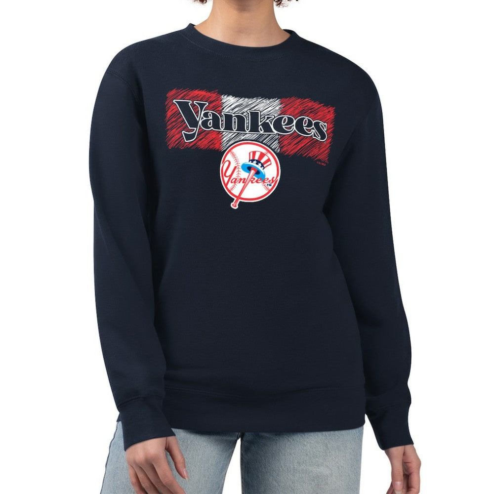New York Yankees Starter Women's Team Color Shading Fleece Pullover Sweatshirt - Navy Pullover