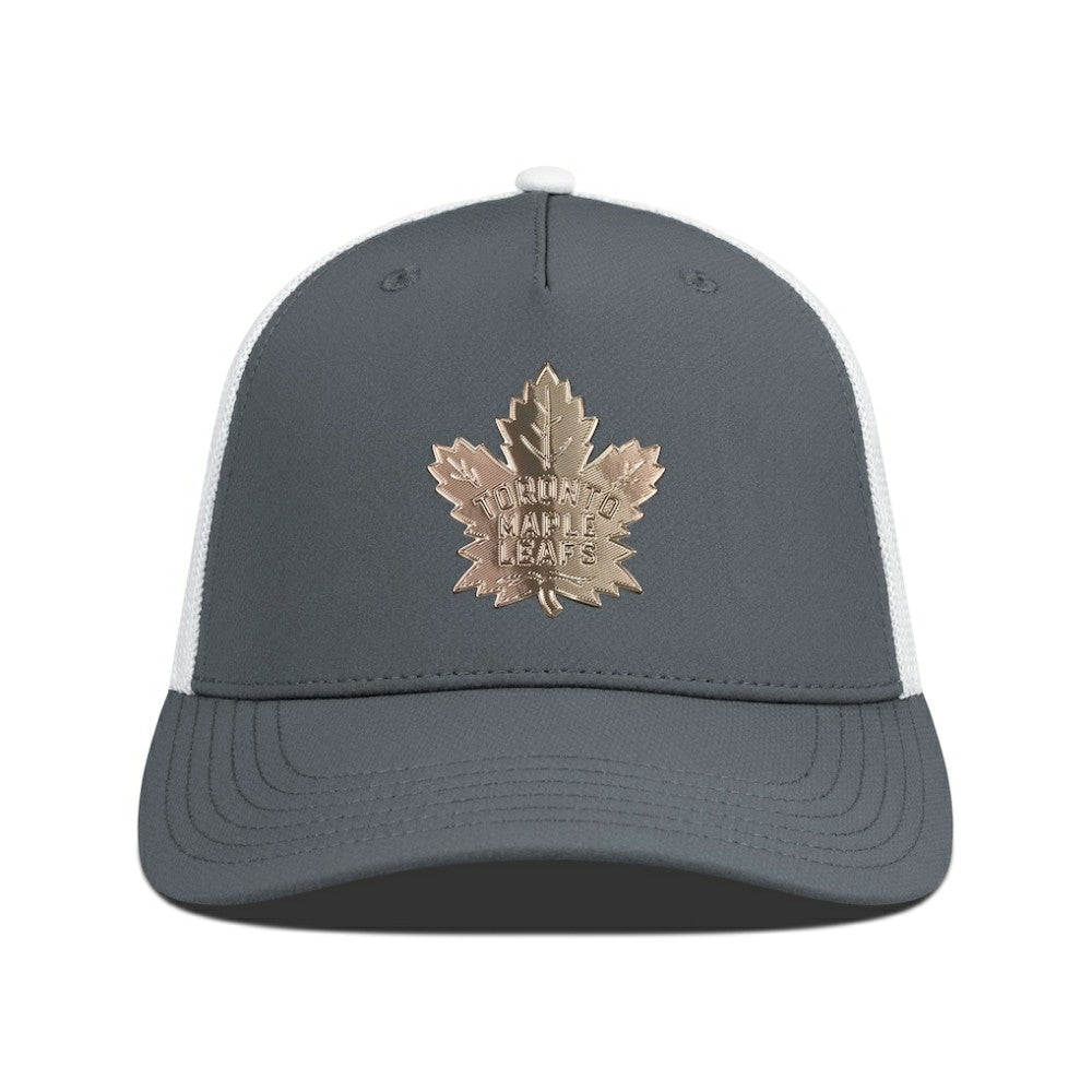 Toronto Maple Leafs Levelwear Signal Copper Insignia Trucker Adjustable Hat - Charcoal/White | US 203155908