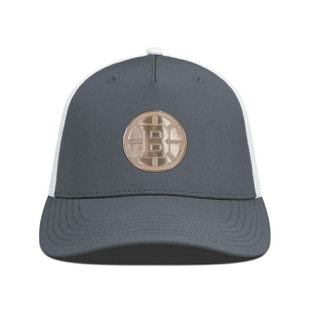 Boston Bruins Levelwear Signal Copper Insignia Trucker Adjustable Hat - Charcoal/White | US 203155921