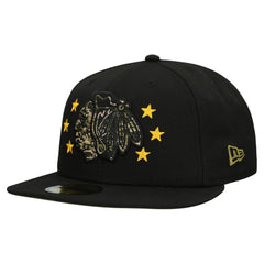Chicago Blackhawks New Era Military Appreciation Digital Camo Stars 59FIFTY Fitted Hat - Black | US 203156195
