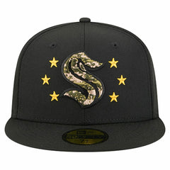 Seattle Kraken New Era Military Appreciation Digital Camo Stars 59FIFTY Fitted Hat - Black | US 203156209