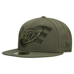 Detroit Red Wings New Era Military Appreciation Flag 59FIFTY Fitted Hat - Olive | US 203156216