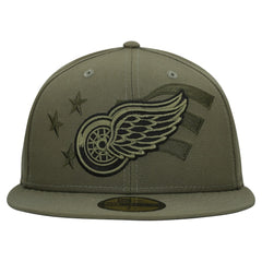 Detroit Red Wings New Era Military Appreciation Flag 59FIFTY Fitted Hat - Olive | US 203156216