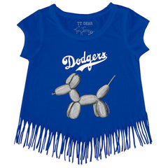 Los Angeles Dodgers Tiny Turnip Girls Youth Balloon Dog Fringe T-Shirt - Royal T-shirts