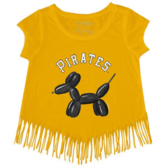 Pittsburgh Pirates Tiny Turnip Girls Youth Balloon Dog Fringe T-Shirt - Gold T-shirts