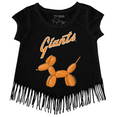 San Francisco Giants Tiny Turnip Girls Youth Balloon Dog Fringe T-Shirt - Black T-shirts