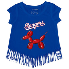 Texas Rangers Tiny Turnip Girls Youth Balloon Dog Fringe T-Shirt - Royal T-shirts