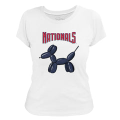 Washington Nationals Tiny Turnip Women's Balloon Dog T-Shirt - White T-shirts