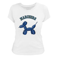 Seattle Mariners Tiny Turnip Women's Balloon Dog T-Shirt - White T-shirts