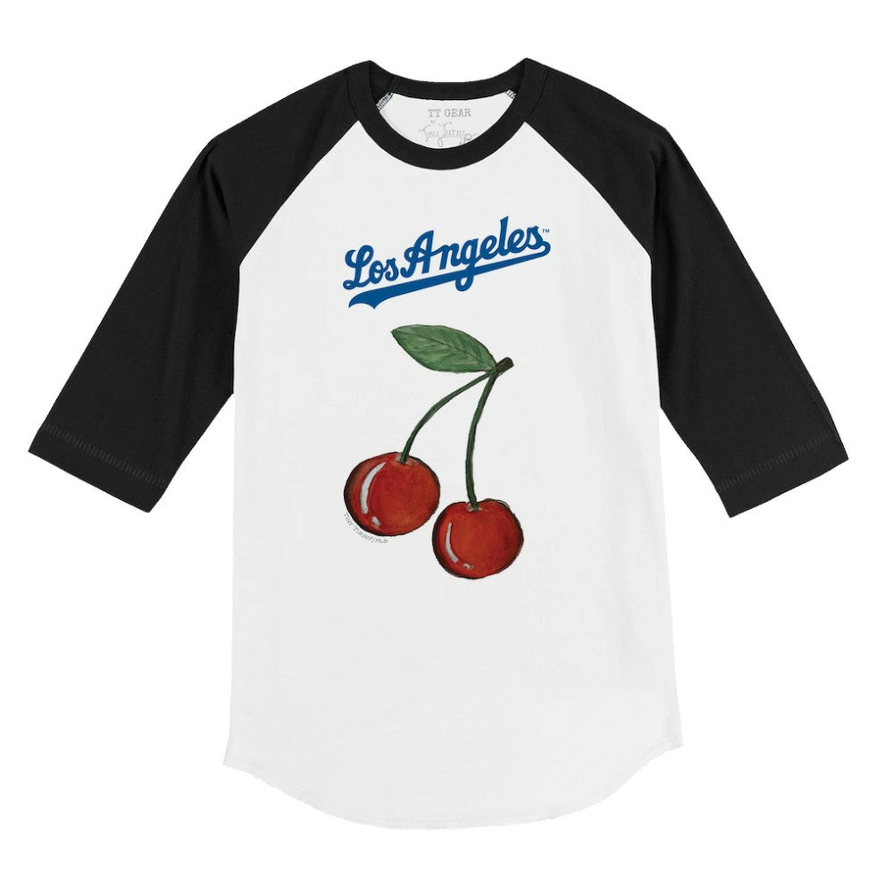 Los Angeles Dodgers Tiny Turnip Youth Cherries 3/4-Sleeve Raglan Baseball T-Shirt - White T-shirts