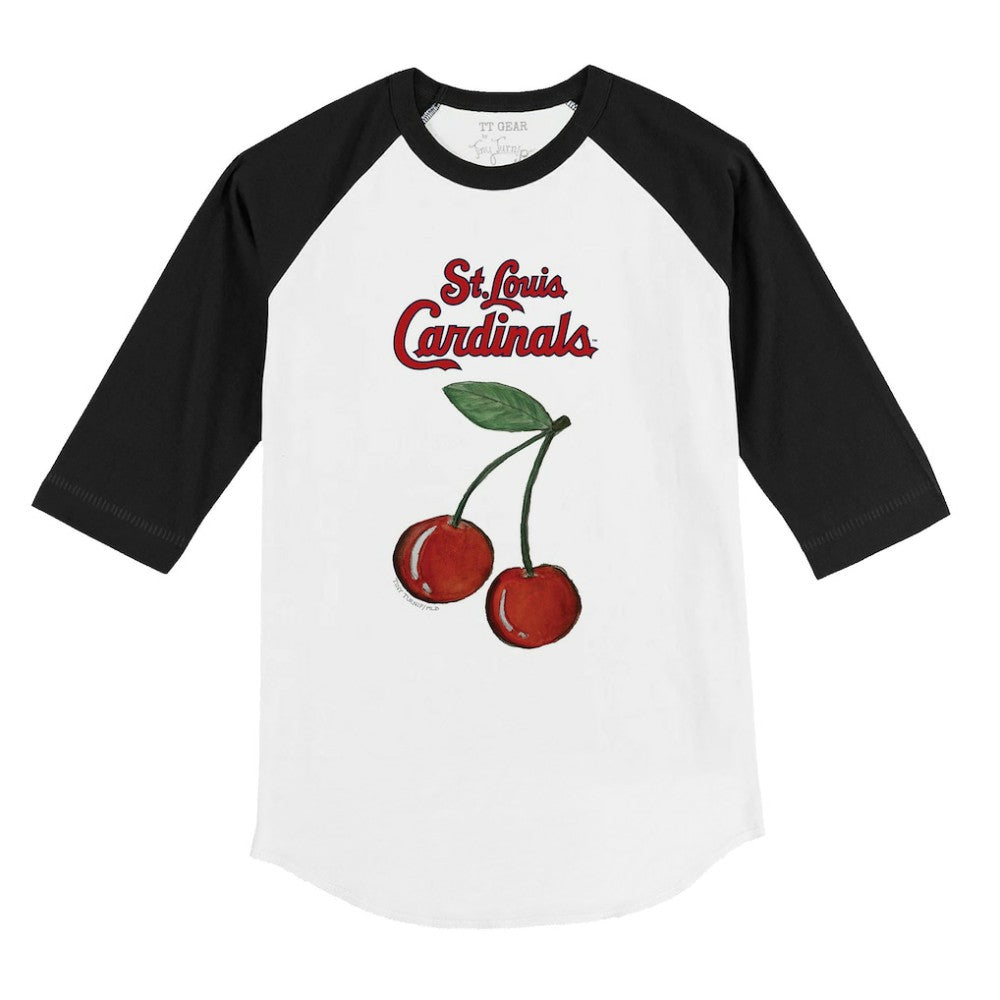 St. Louis Cardinals Tiny Turnip Youth Cherries 3/4-Sleeve Raglan Baseball T-Shirt - White T-shirts