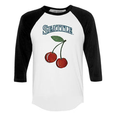 Seattle Mariners Tiny Turnip Women's Cherries 3/4-Sleeve Raglan Baseball T-Shirt - White T-shirts