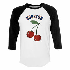 Houston Astros Tiny Turnip Women's Cherries 3/4-Sleeve Raglan Baseball T-Shirt - White T-shirts