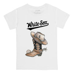 Chicago White Sox Tiny Turnip Youth Cowboy Boot T-Shirt - White T-shirts