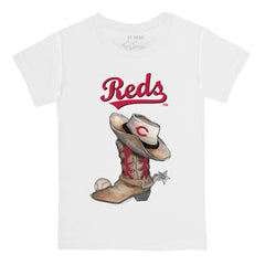 Cincinnati Reds Tiny Turnip Youth Cowboy Boot T-Shirt - White T-shirts
