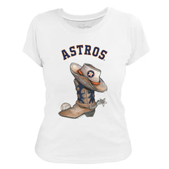 Houston Astros Tiny Turnip Women's Cowboy Boot T-Shirt - White T-shirts