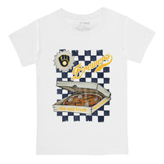 Milwaukee Brewers Tiny Turnip Youth Pizza T-Shirt - White T-shirts