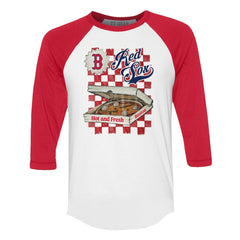 Boston Red Sox Tiny Turnip Women's Pizza 3/4-Sleeve Raglan Baseball T-Shirt - White/Red T-shirts