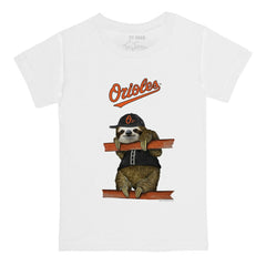 Baltimore Orioles Tiny Turnip Youth Sloth T-Shirt - White T-shirts