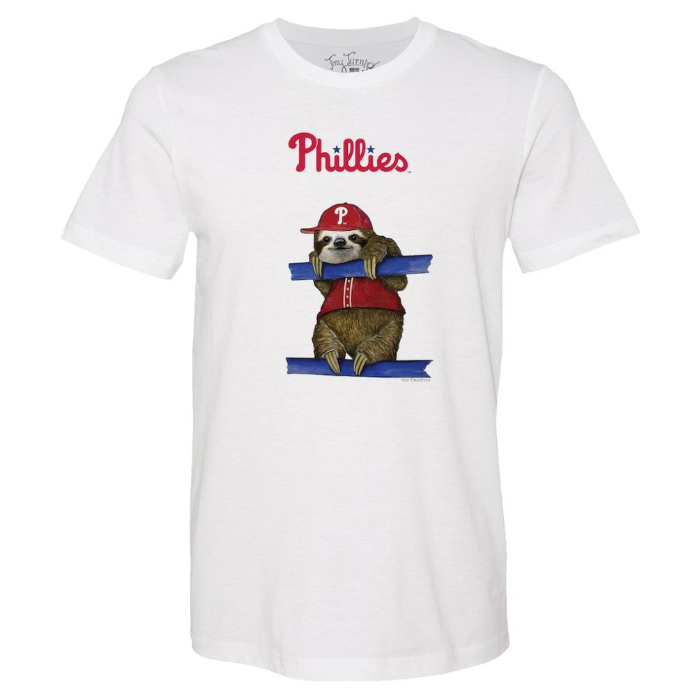 Philadelphia Phillies Tiny Turnip Unisex Sloth T-Shirt - White T-shirts