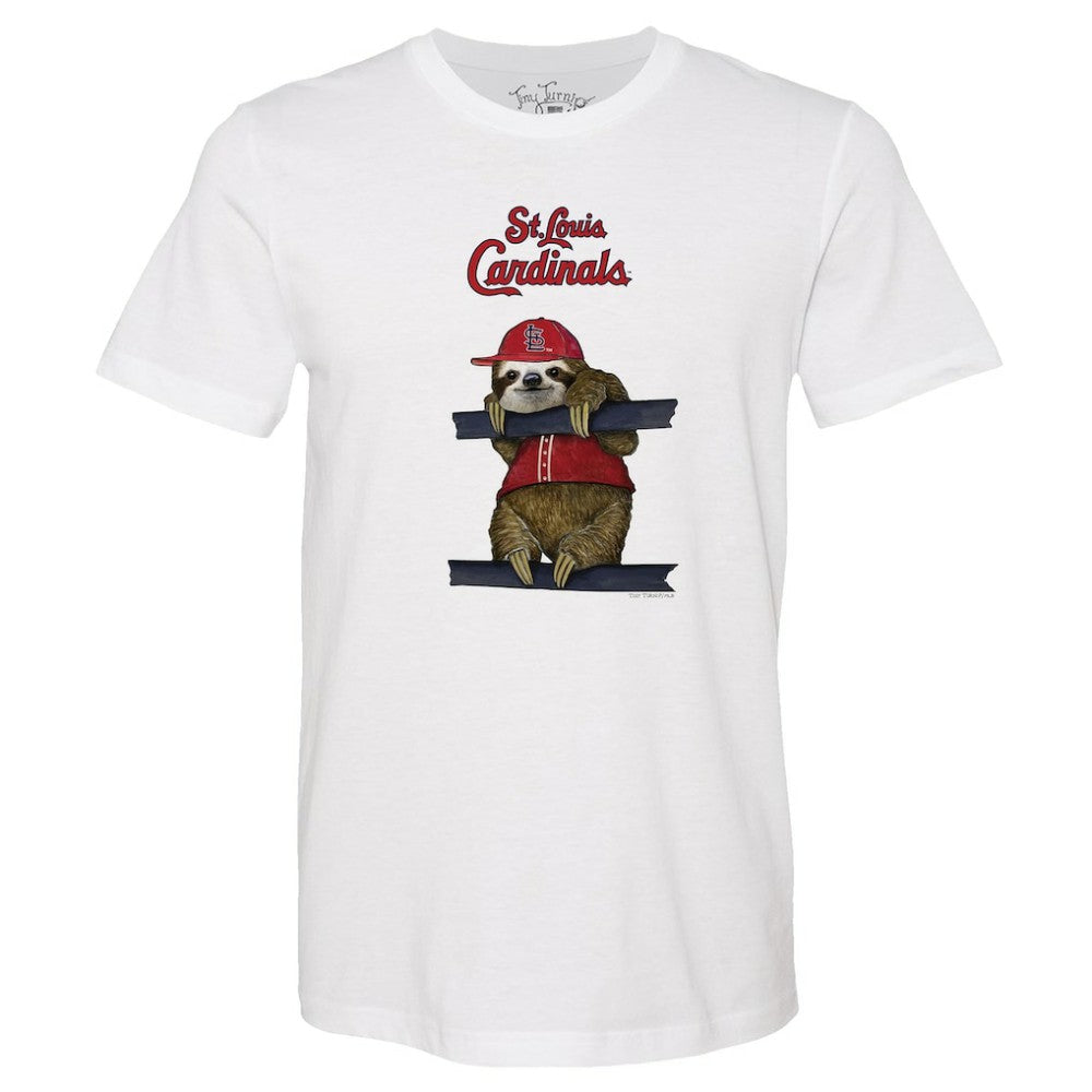 St. Louis Cardinals Tiny Turnip Unisex Sloth T-Shirt - White T-shirts