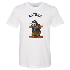 Houston Astros Tiny Turnip Unisex Sloth T-Shirt - White T-shirts
