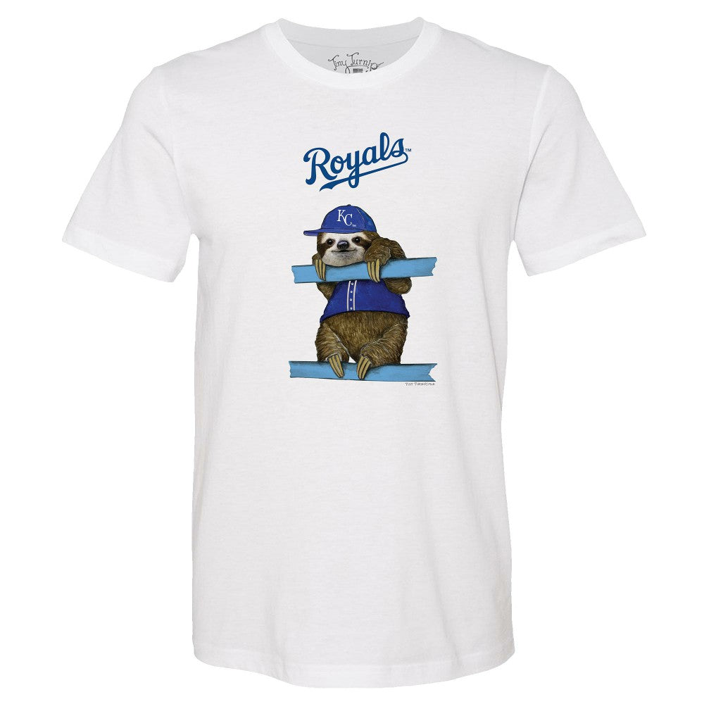 Kansas City Royals Tiny Turnip Unisex Sloth T-Shirt - White T-shirts