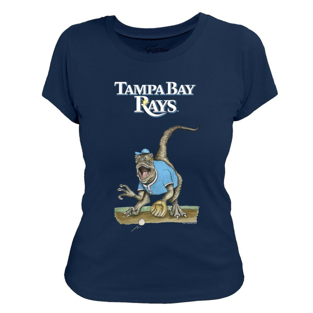 Tampa Bay Rays Tiny Turnip Women's Velociraptor T-Shirt - Navy T-shirts