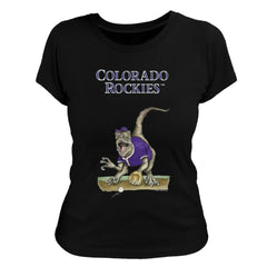 Colorado Rockies Tiny Turnip Women's Velociraptor T-Shirt - Black T-shirts