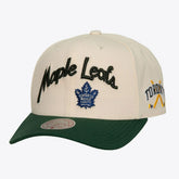 Toronto Maple Leafs Mitchell & Ness x Just Don Wave Script Pro Strapback Hat - Cream/Green | US 203159324