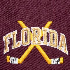 Florida Panthers Mitchell & Ness x Just Don Wave Script Pro Strapback Hat - Maroon | US 203159325