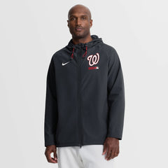 Washington Nationals Nike Authentic Collection Raglan Therma-FIT Full-Zip Hooded Jacket - Navy Jackets