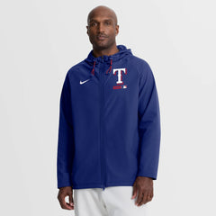 Texas Rangers Nike Authentic Collection Raglan Therma-FIT Full-Zip Hooded Jacket - Royal Jackets