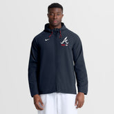 Atlanta Braves Nike Authentic Collection Raglan Therma-FIT Full-Zip Hooded Jacket - Blue Jackets