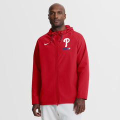 Philadelphia Phillies Nike Authentic Collection Raglan Therma-FIT Full-Zip Hooded Jacket - Red Jackets