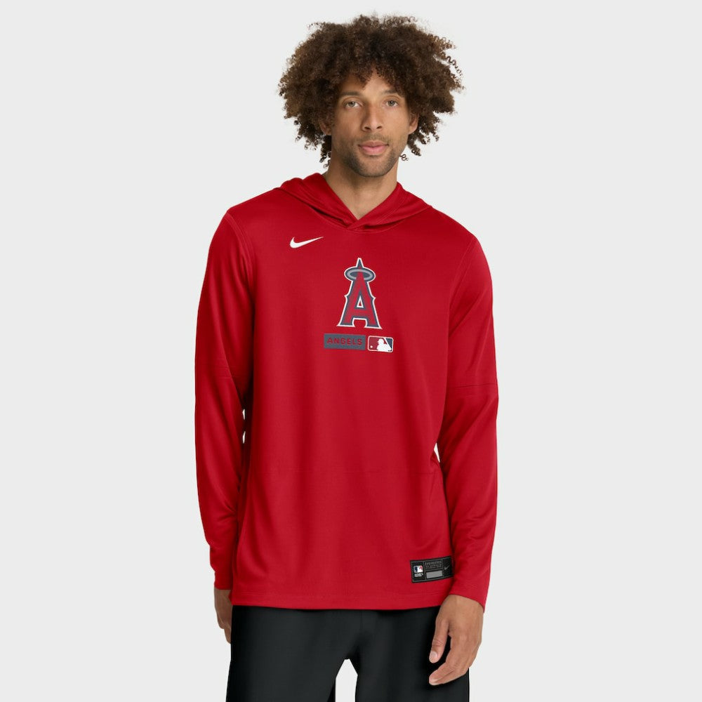 Los Angeles Angels Nike Authentic Collection Dri-FIT Long Sleeve Hooded T-Shirt - Red T-shirts