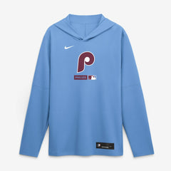 Philadelphia Phillies Nike Authentic Collection Dri-FIT Long Sleeve Hooded T-Shirt - Light Blue T-shirts