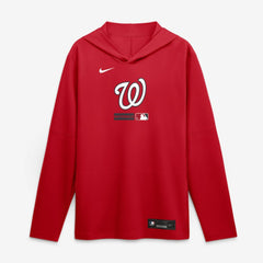 Washington Nationals Nike Authentic Collection Dri-FIT Long Sleeve Hooded T-Shirt - Red T-shirts