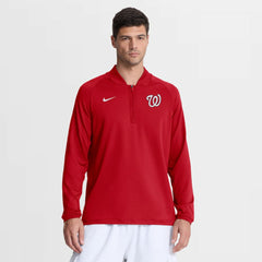 Washington Nationals Nike Authentic Collection Dri-FIT Raglan Half-Zip Pullover - Red Pullover