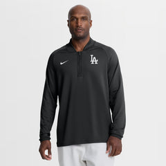 Los Angeles Dodgers Nike Authentic Collection Dri-FIT Raglan Half-Zip Pullover - Black Pullover