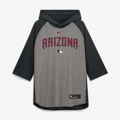 Arizona Diamondbacks Nike Authentic Collection Flux Dri-FIT Raglan 3/4-Sleeve Hooded T-Shirt - Gray T-shirts